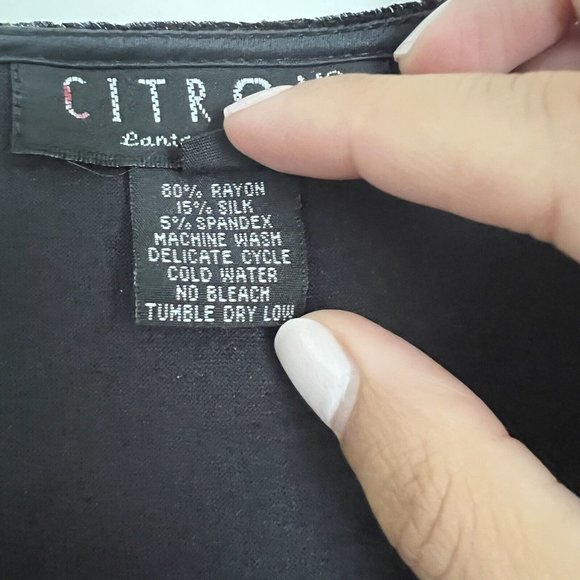 Citron Santa Monica Size S Silk Blend Velvet Top Sleeveless Scoop Neck Black - Picture 9 of 9